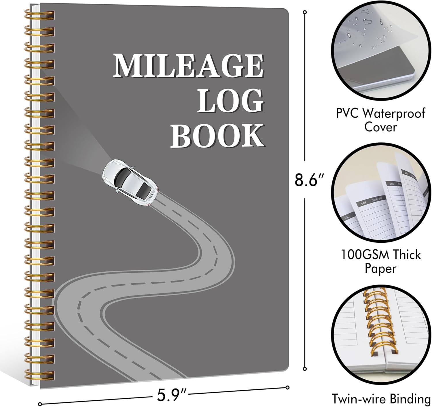 Thumbnail 3 de Auto Mileage Log Book 5.9" x 8.6" 📔