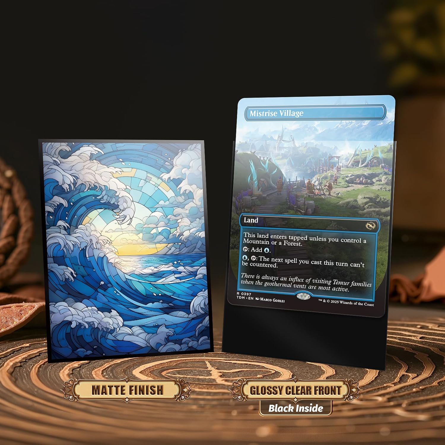 Detalle de Kiiransr ステンドグラスアイランド MTG用カードスリーブ 100枚・透明フロント/マット背面