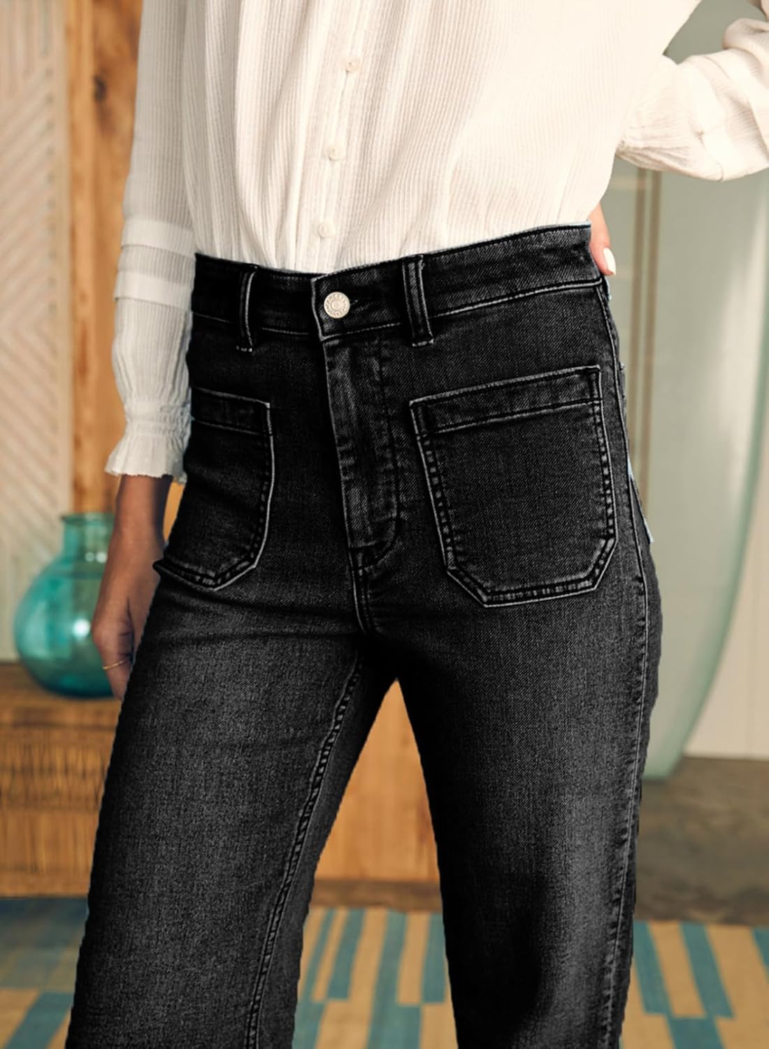 Thumbnail 4 de Astylish Women's Wide Leg Jeans: High Waisted, Stretchy Straight Leg Denim with Pockets