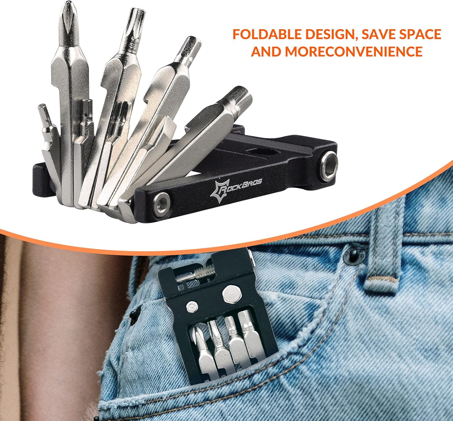 Thumbnail 3 de ROCKBROS kit riparazione bici 20 in 1 pieghevole: multi-attrezzi compatto in acciaio inox