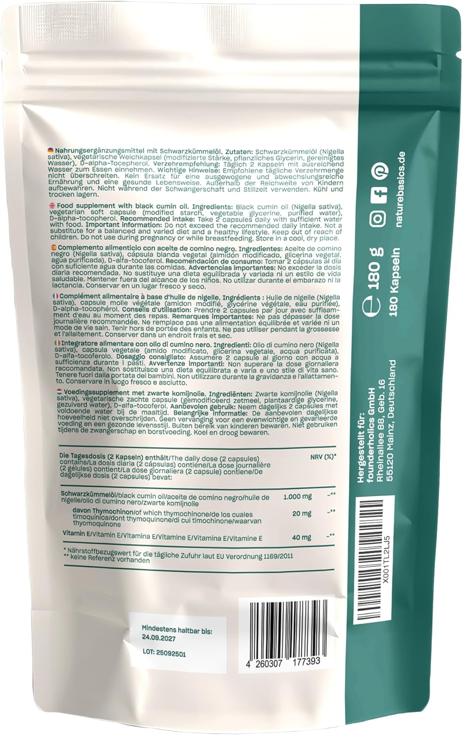 Thumbnail 5 de Schwarzkümmelöl (180 vegane Kapseln) – 500 mg Öl & 250 mg Linolsäure pro Kapsel
