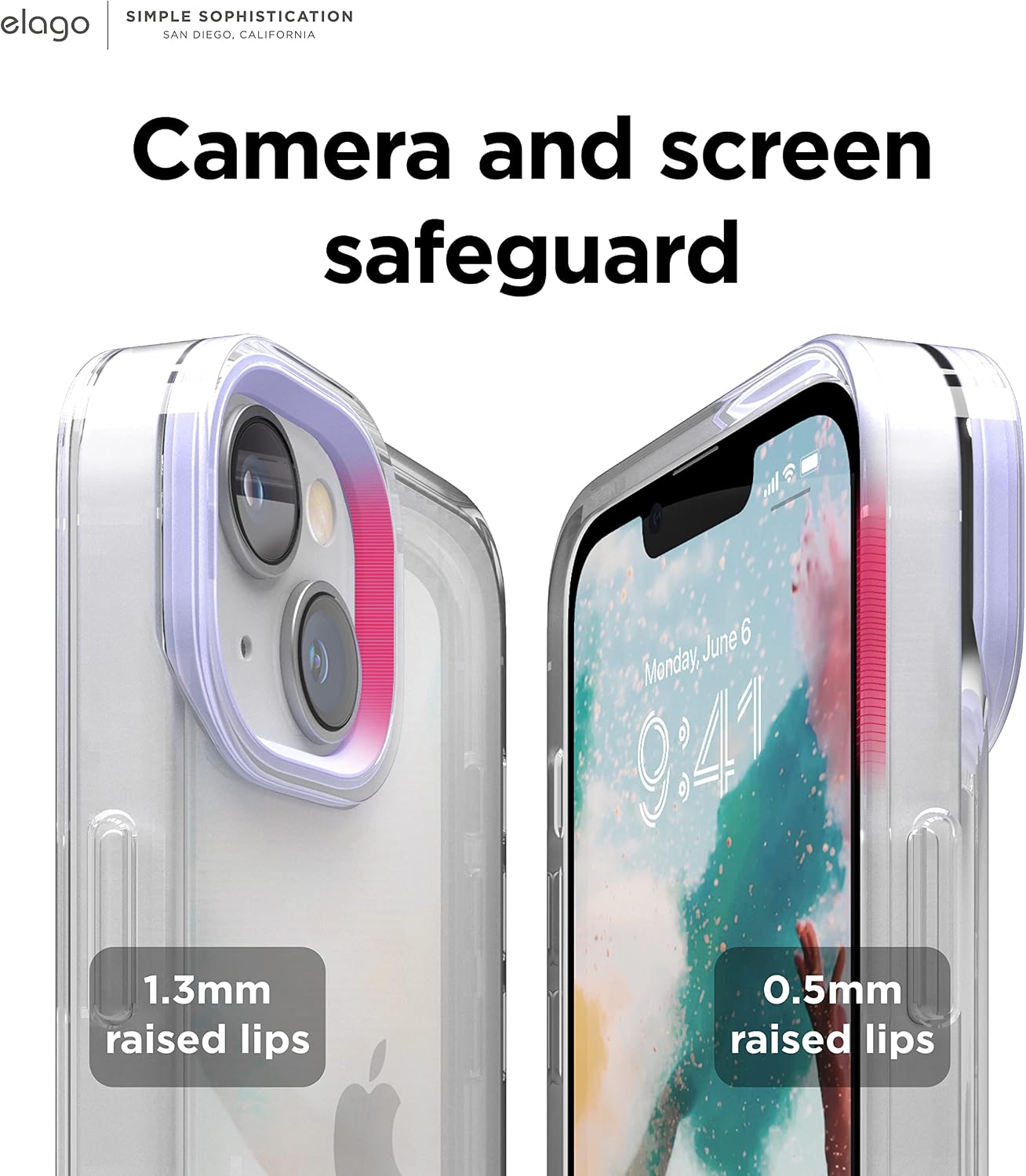 Detalle 2 de elago Custodia Glide per iPhone 14 (6,1") in TPU antiurto con protezione fotocamera Clear/Viola