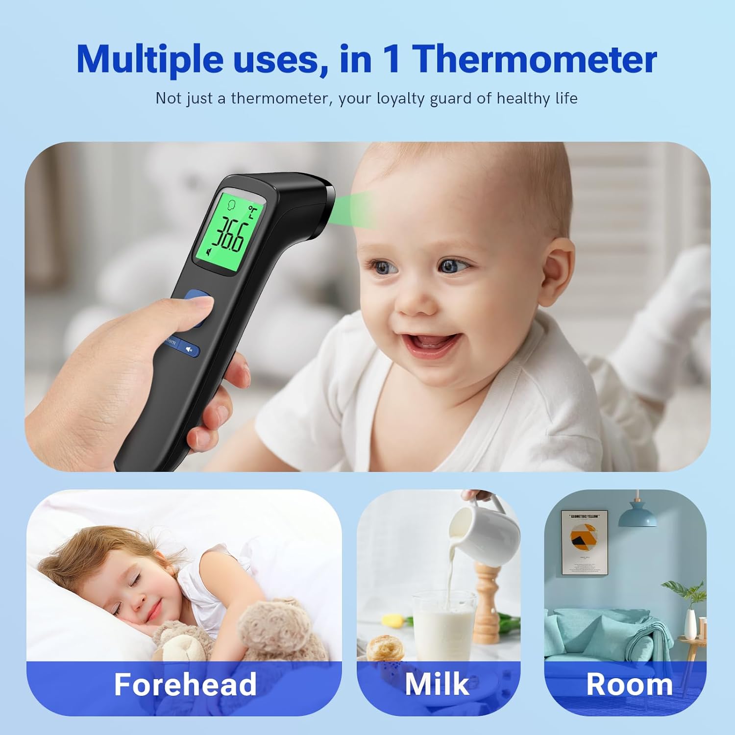 Thumbnail 4 de Infrared Thermometer for Adults and Kids – Non-Contact Forehead with Fever Alarm & Backlit LCD