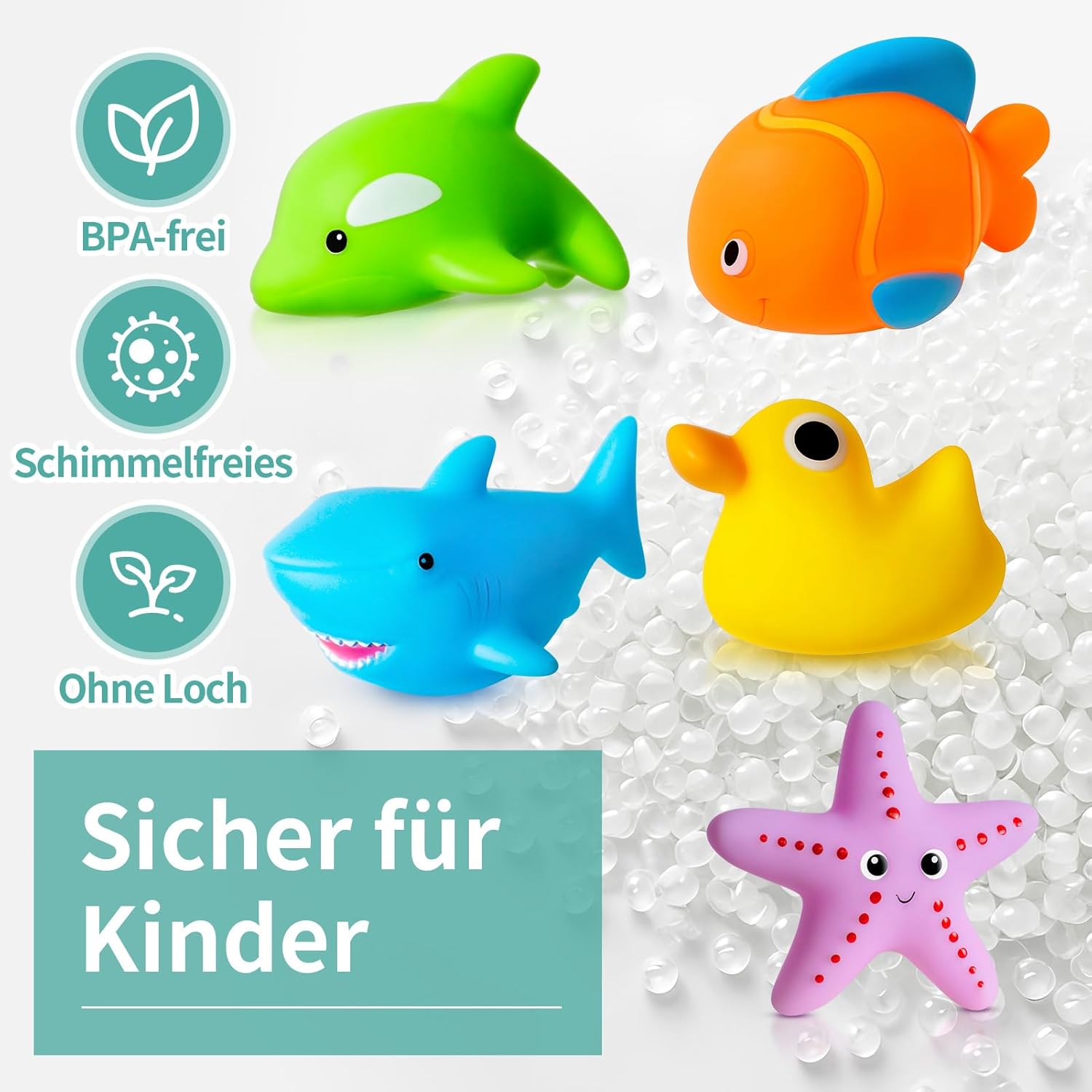 Detalle 2 de Ohne Loch Badespielzeug 9-teilig für Kleinkinder