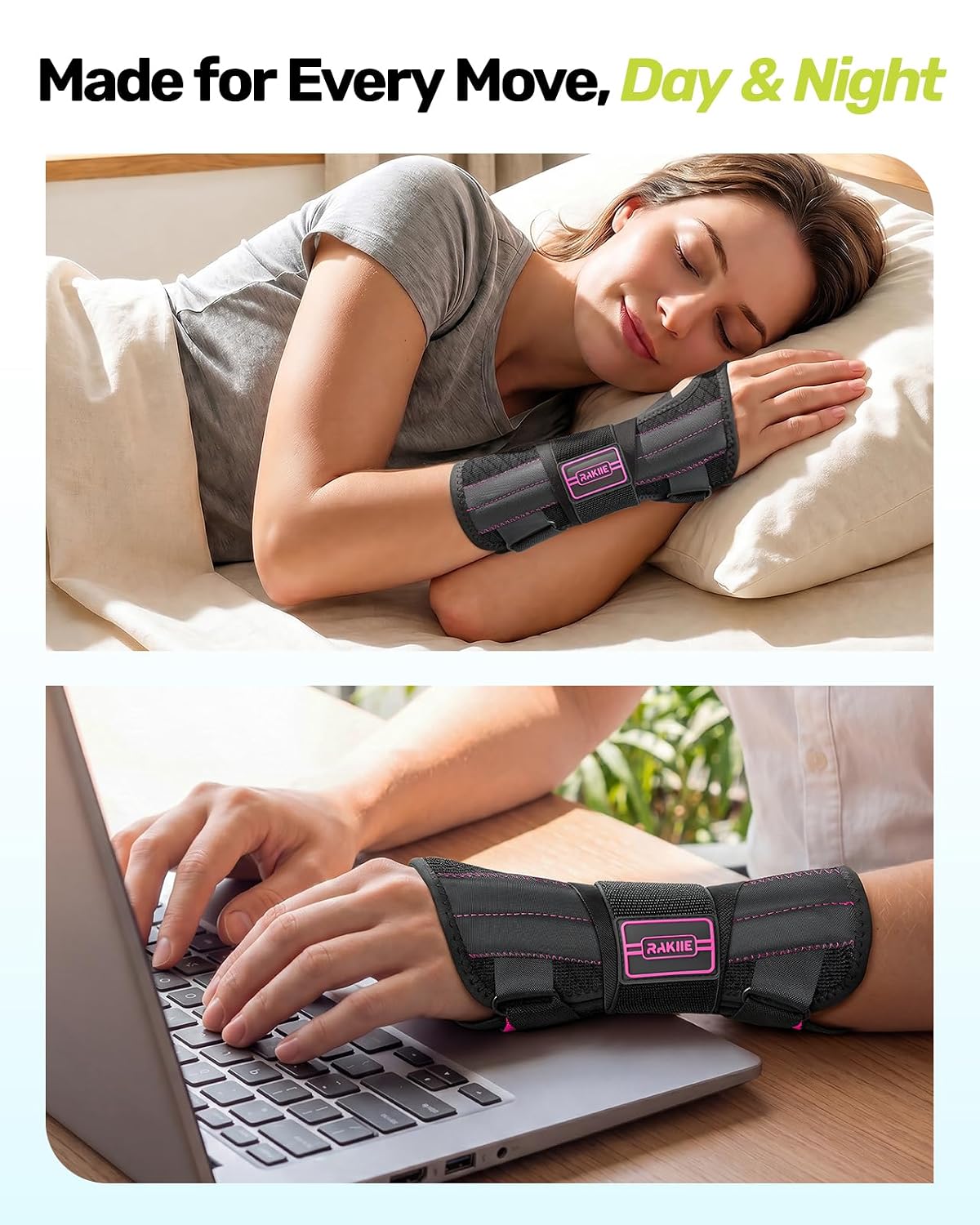 Thumbnail 5 de Rakiie ESP016 Right Wrist Brace, Medium, Pink, Breathable 3-Stay Support