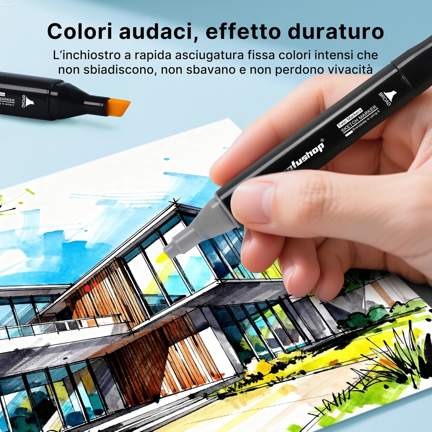 Thumbnail 4 de Tongfushop Filzstifte Marker Set, 80 Farben Alkohol Marker mit Fein- & Breitspitze