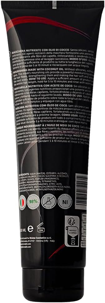 Detalle 2 de Maschera nutriente con olio di cocco per capelli mossi, ricci, super-ricci, afro Natural&Amazing di DIVINA BLK (300ml)