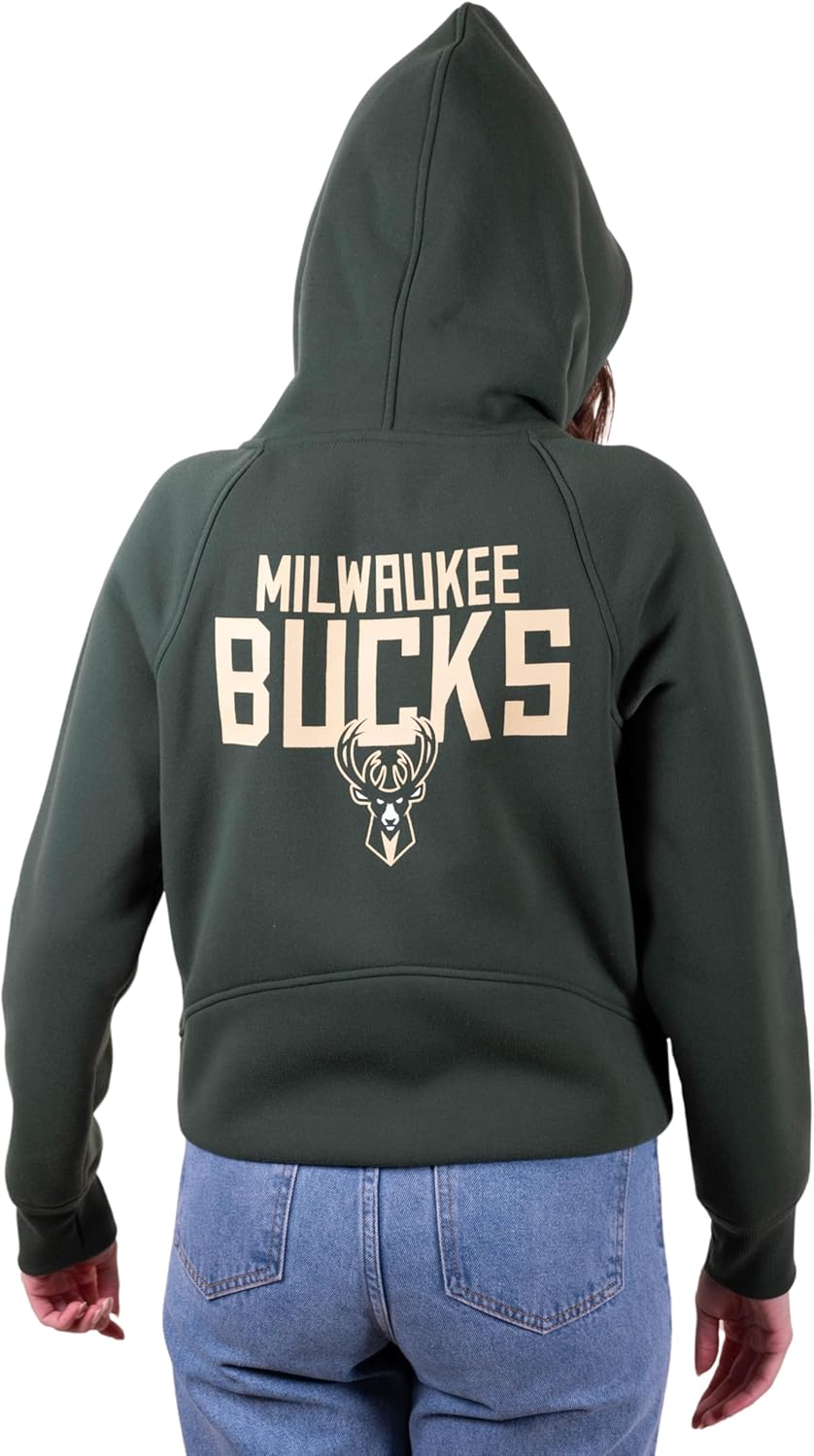 Detalle de Ultra Game Women’s NBA Official Super Soft Crop Top Full-Zip Jacket Hoodie