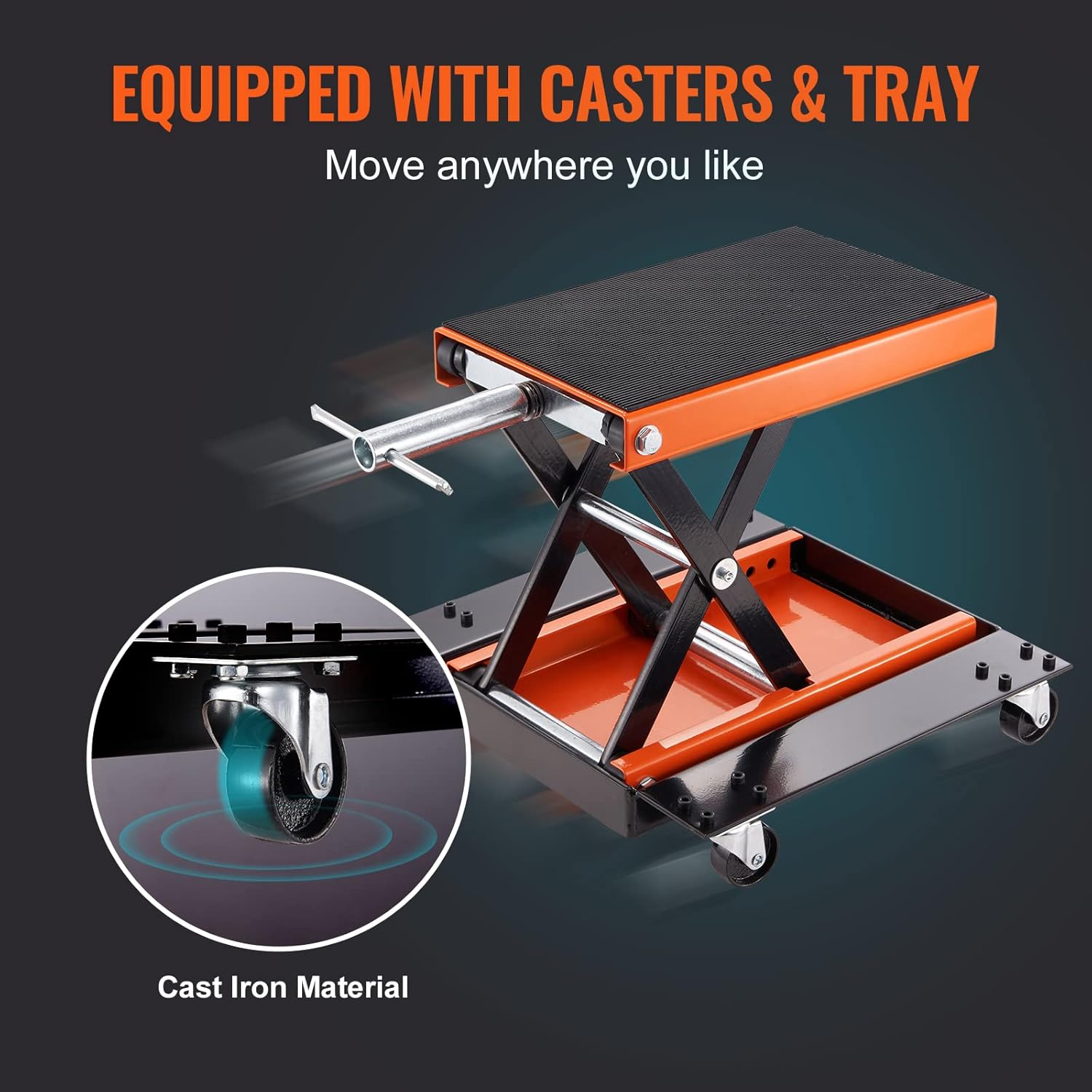 Thumbnail 2 de VEVOR Motorcycle Lift (1100 LBS) Scissor Lift Jack with Dolly & Hand Crank for Street, Cruiser & Touring Bikes