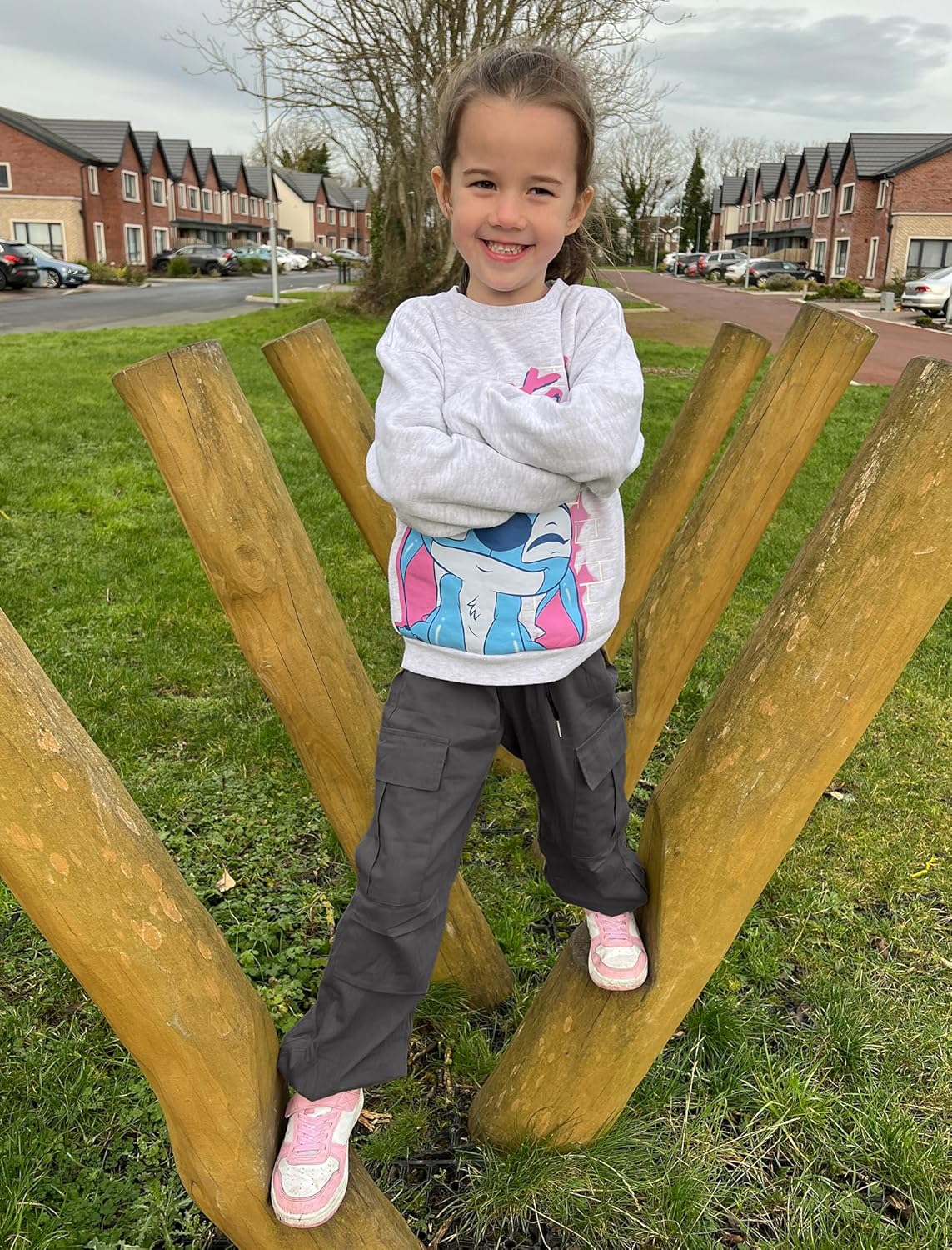 Thumbnail 5 de JiAmy Girls Cargo Trousers: Elastic Waist, Baggy Parachute Style for 5–14 Years
