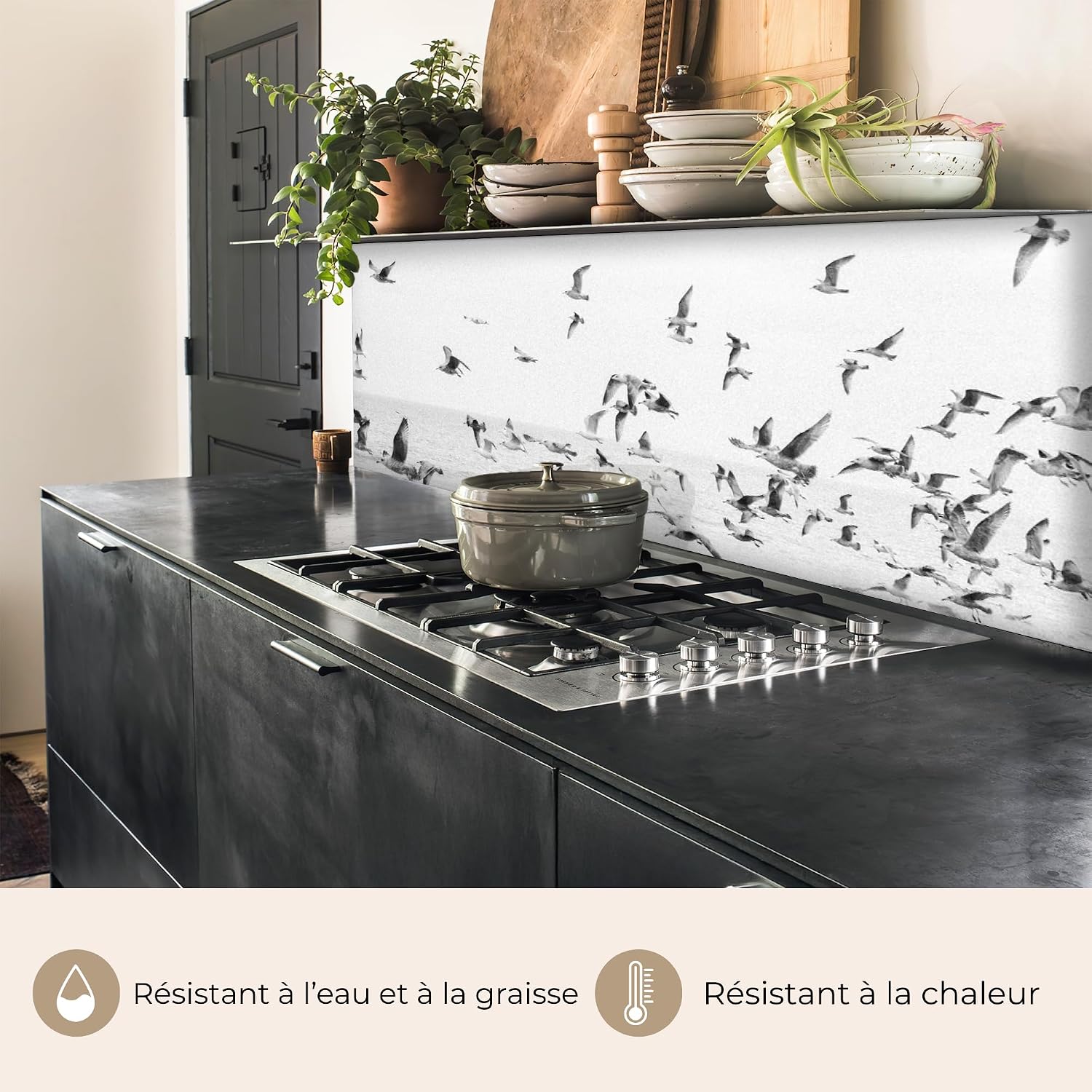 Thumbnail 6 de KitchenYeah zelfklevende kunststof spatwand 80 x 300 cm met zeevogelmotief
