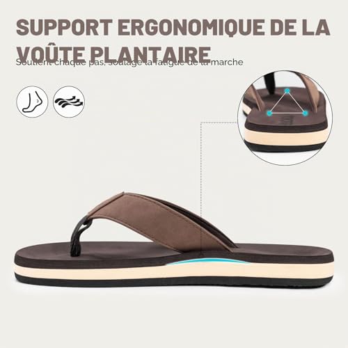 Thumbnail 3 de FITORY Homme Confortable Tongs été antidérapante – Chaussures de plage et piscine, couleur Marron, taille 45 EU