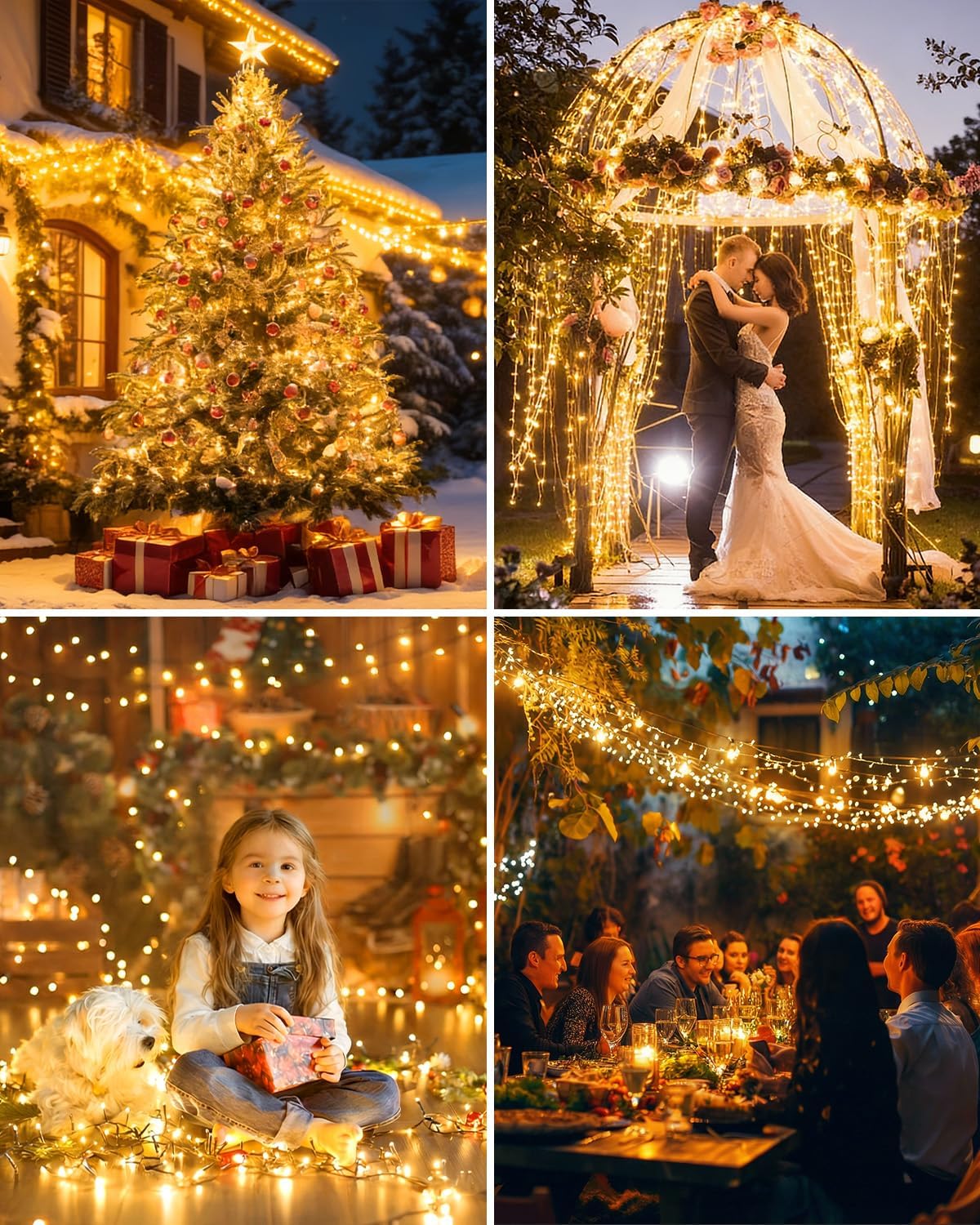 Detalle de kolpop Solar Fairy Lights Outdoor (24m/79ft, 240 warm white LEDs, IP55, 8 modes)