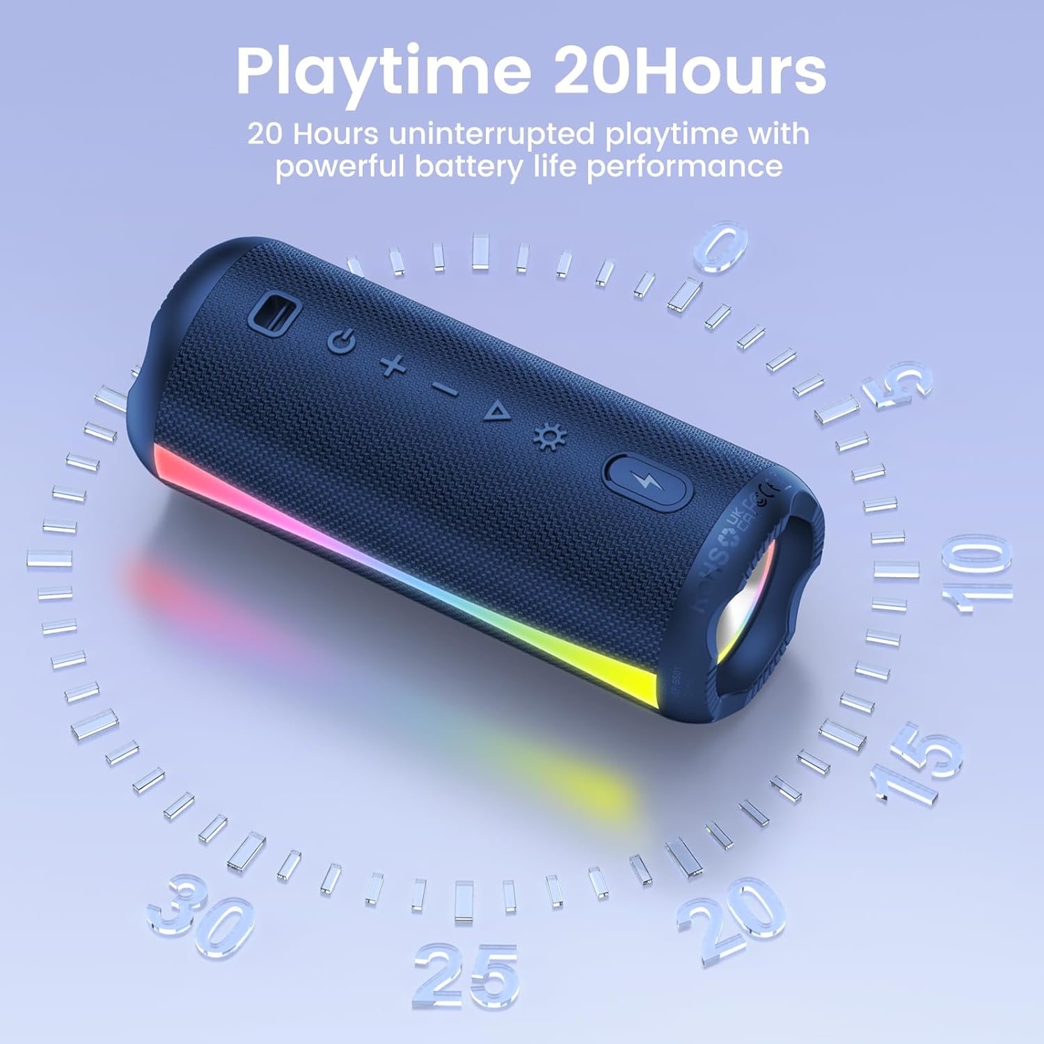 Thumbnail 2 de dotn Portable Bluetooth Speaker (2026) – 20H Playtime, IPX7 Waterproof, 7 RGB Modes