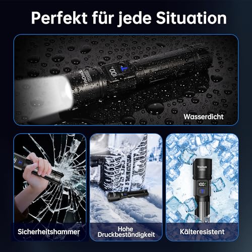 Thumbnail 7 de Taschenlampe LED Aufladbar 2 Stück von TrixDock – USB-C, Zoom, LCD-Display, 5 Modi