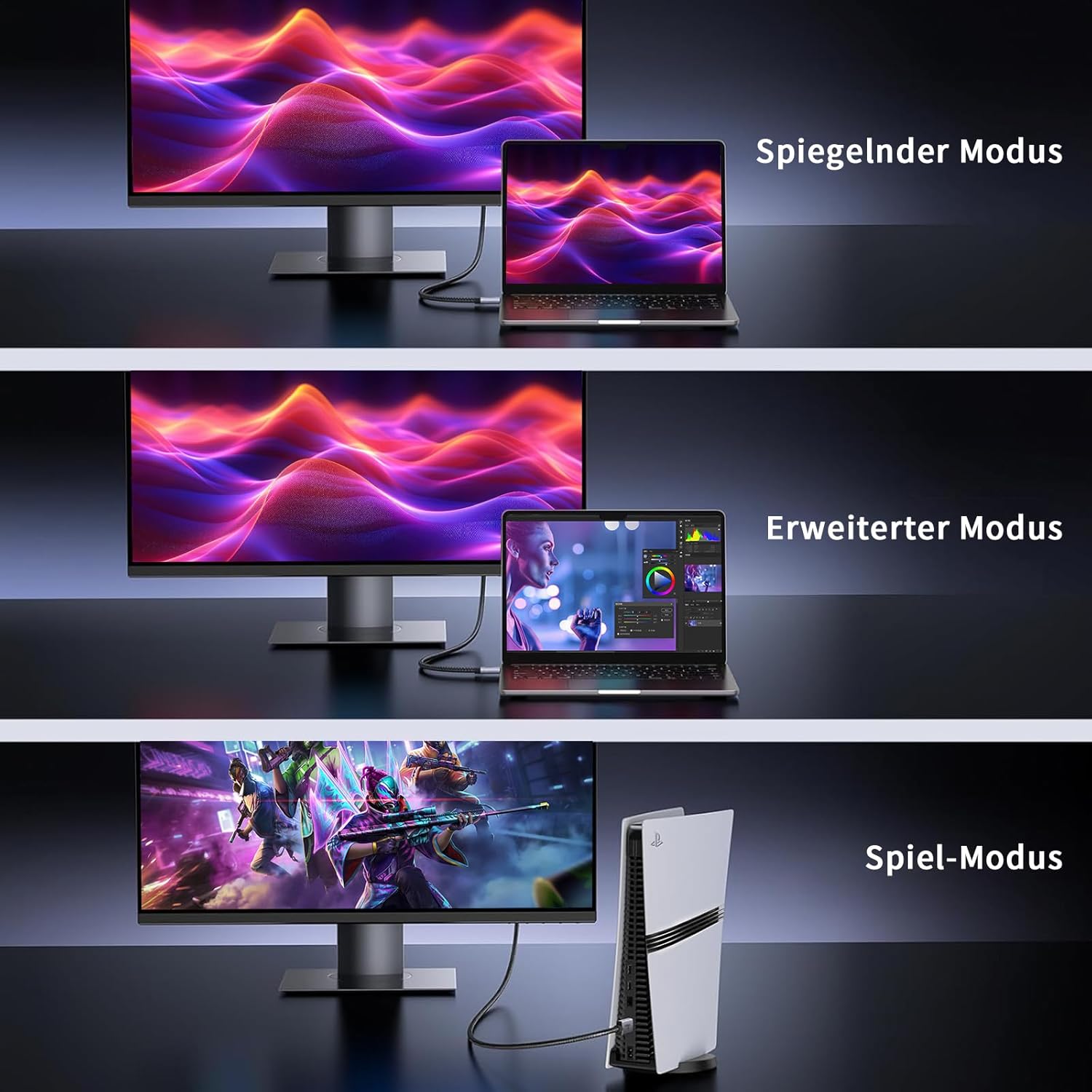 Thumbnail 5 de Vecbmn HDMI-Kabel 2 m HDMI 2.1 (8K@60Hz, 4K@120Hz, 48 Gbps) mit Dolby Atmos