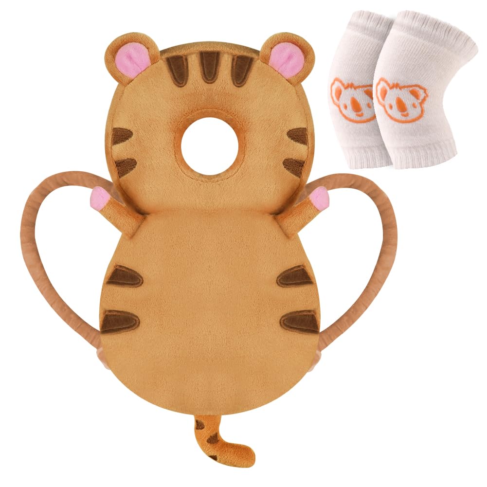 Detalle de Vicloon Baby Kopfschutz – Tigerform, verstellbare Kopf- und Knieschutzpolster für 4–24 Monate