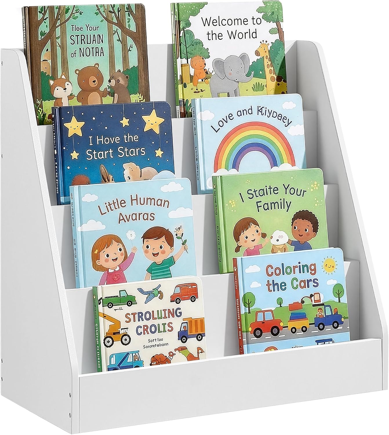 Detalle de SONGMICS CUSTOS GKR074WZ01 4-tier kids’ bookcase, front-facing display