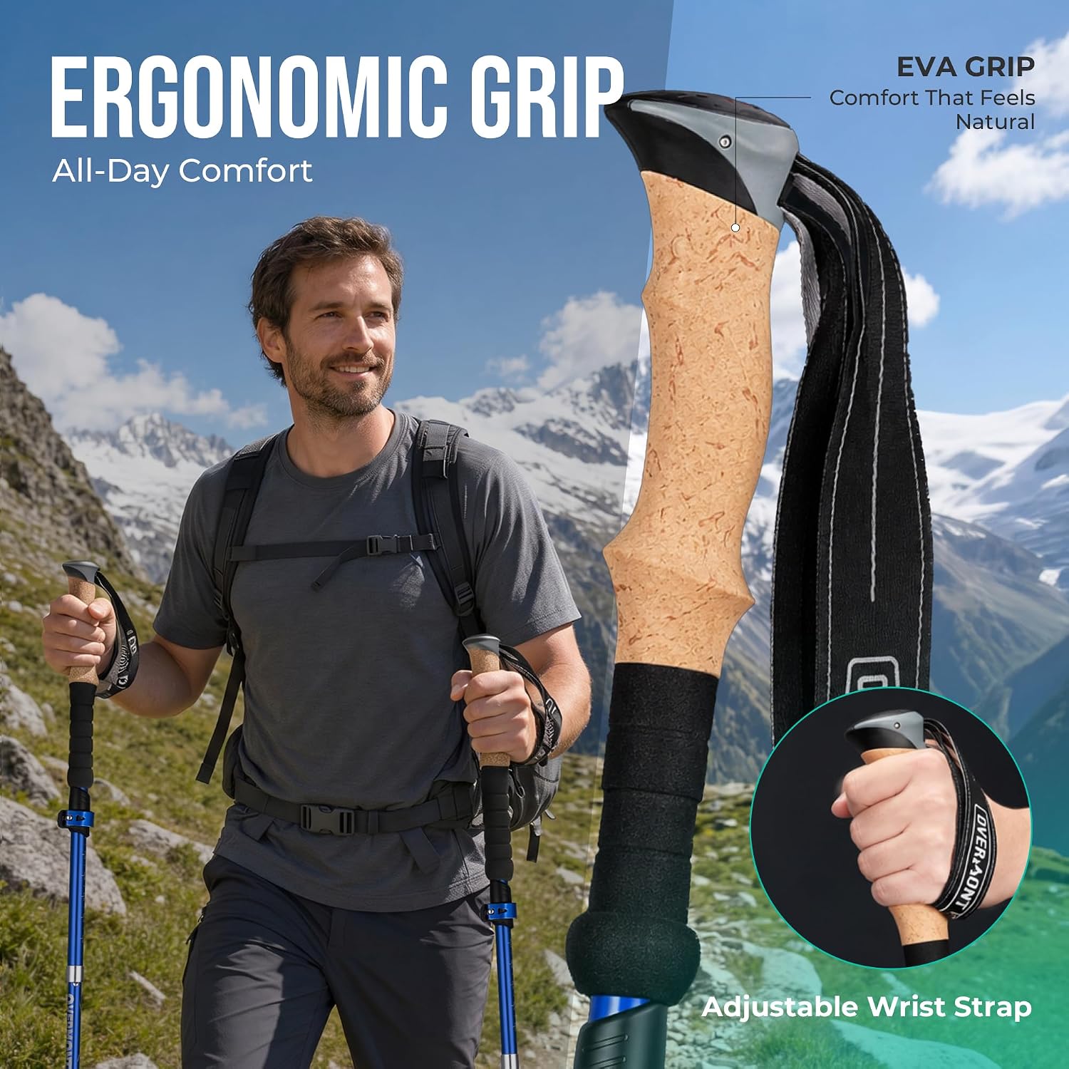 Detalle de Overmont Trekking Poles 7075 Aluminium