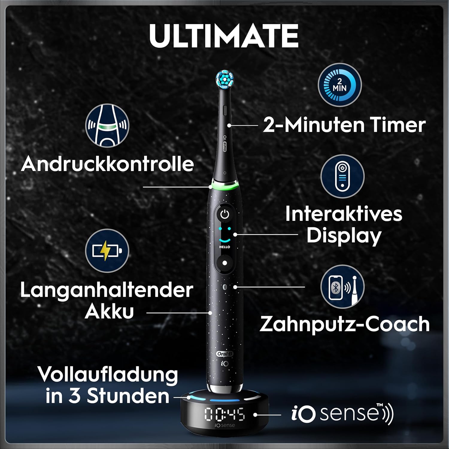 Detalle 2 de Oral‑B iO Series 10 elektrische Zahnbürste, 3 Aufsteckbürsten