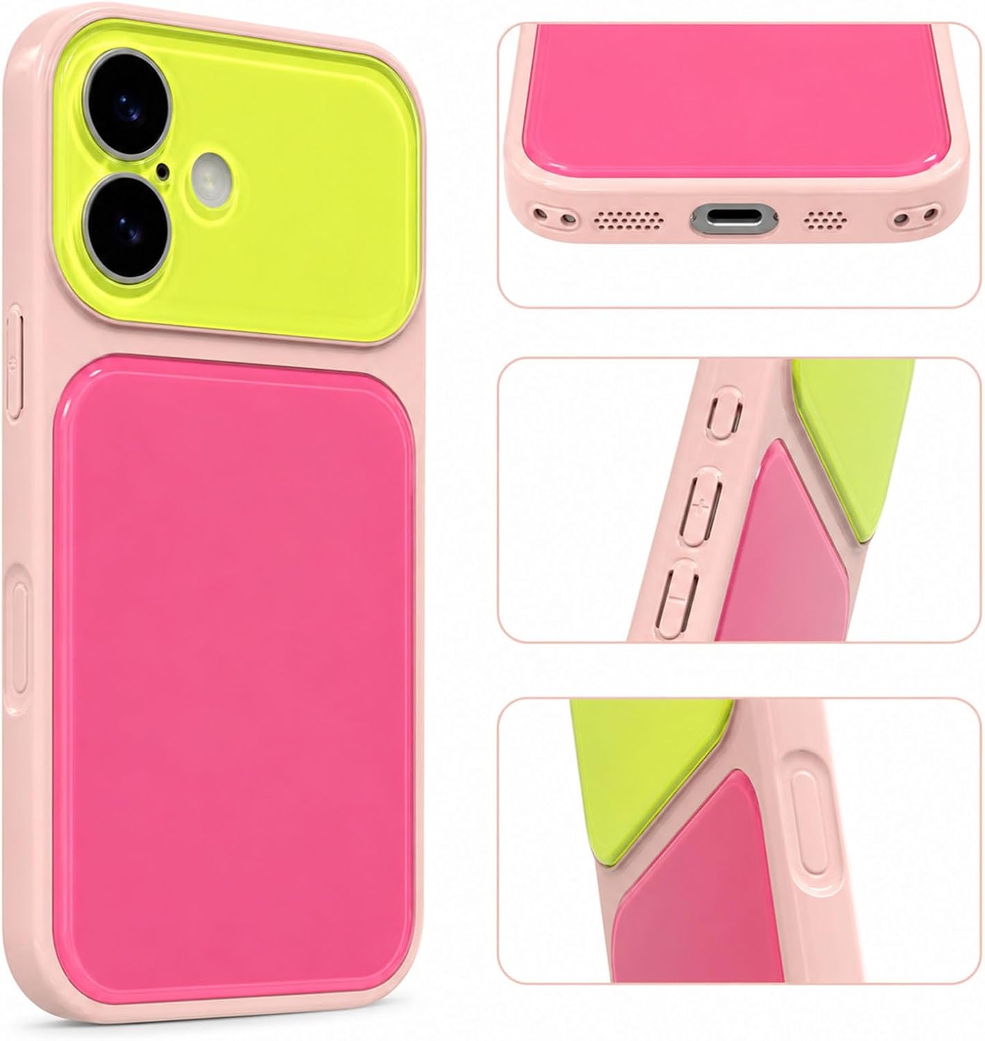 Thumbnail 3 de EKELYVIA iPhone 17 Case, Pink TPU with Contrast Colors and Raised Bezels