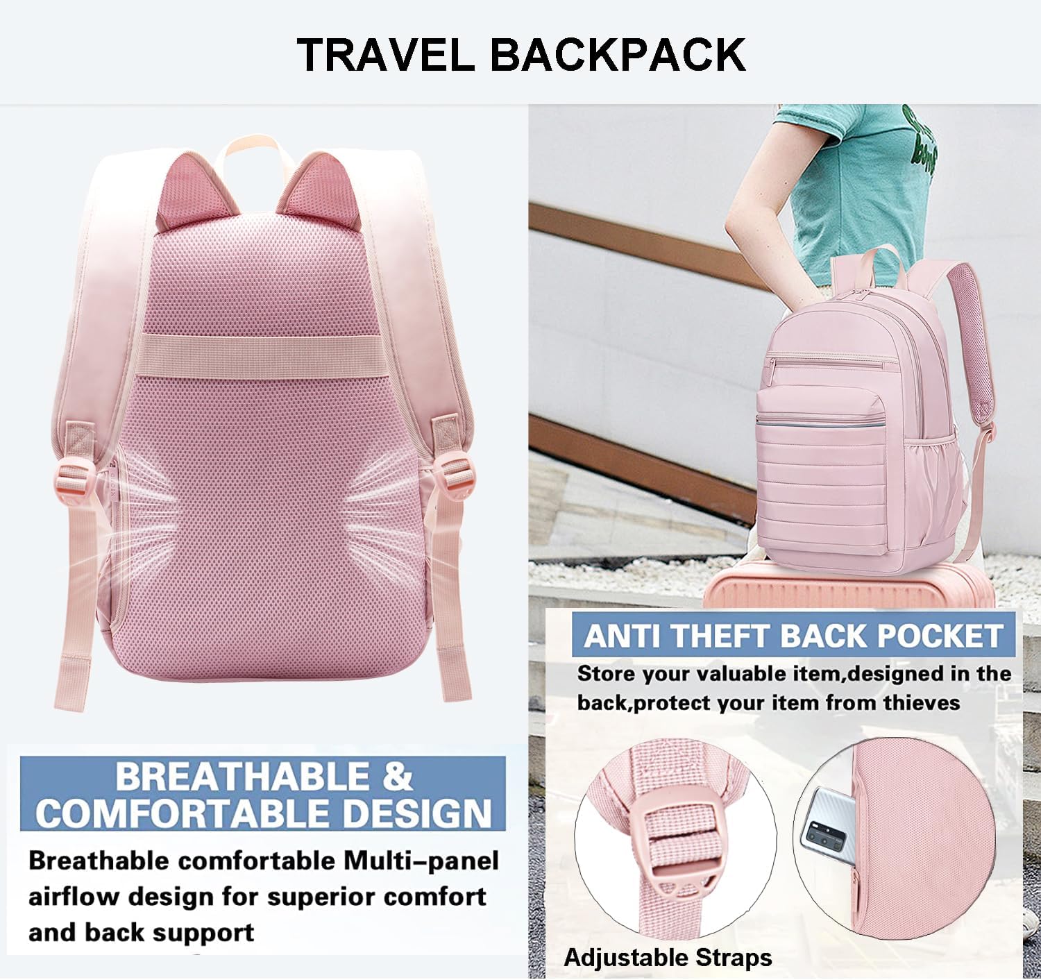 Detalle de KEOFID Anti-Thief Travel Backpack 17 x 12 x 6.3in