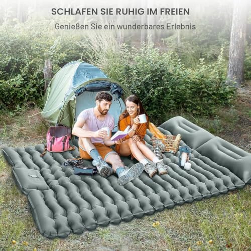Detalle de Yuzonc Doppelschlafmatte – ultraleichte 2-Personen-Campingmatte mit Fußpumpe