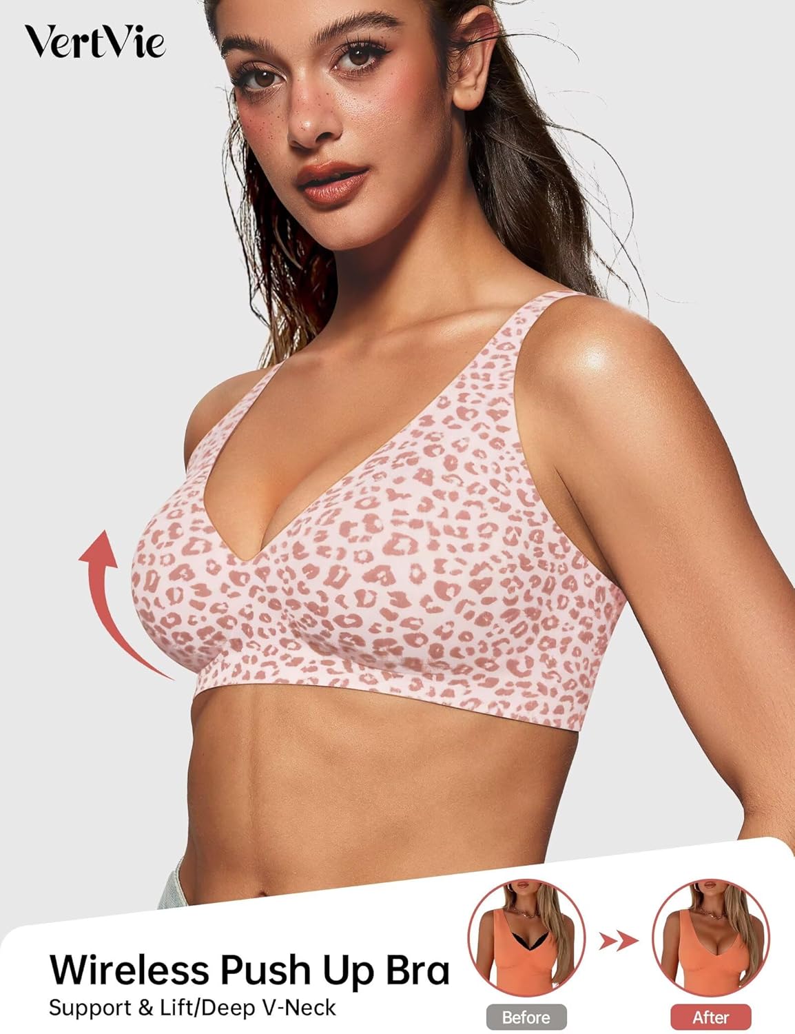 Thumbnail 1 de Vertvie Jelly Wireless Bras for Women: Push Up Plunge Seamless, No Underwire, Full Coverage Bralettes