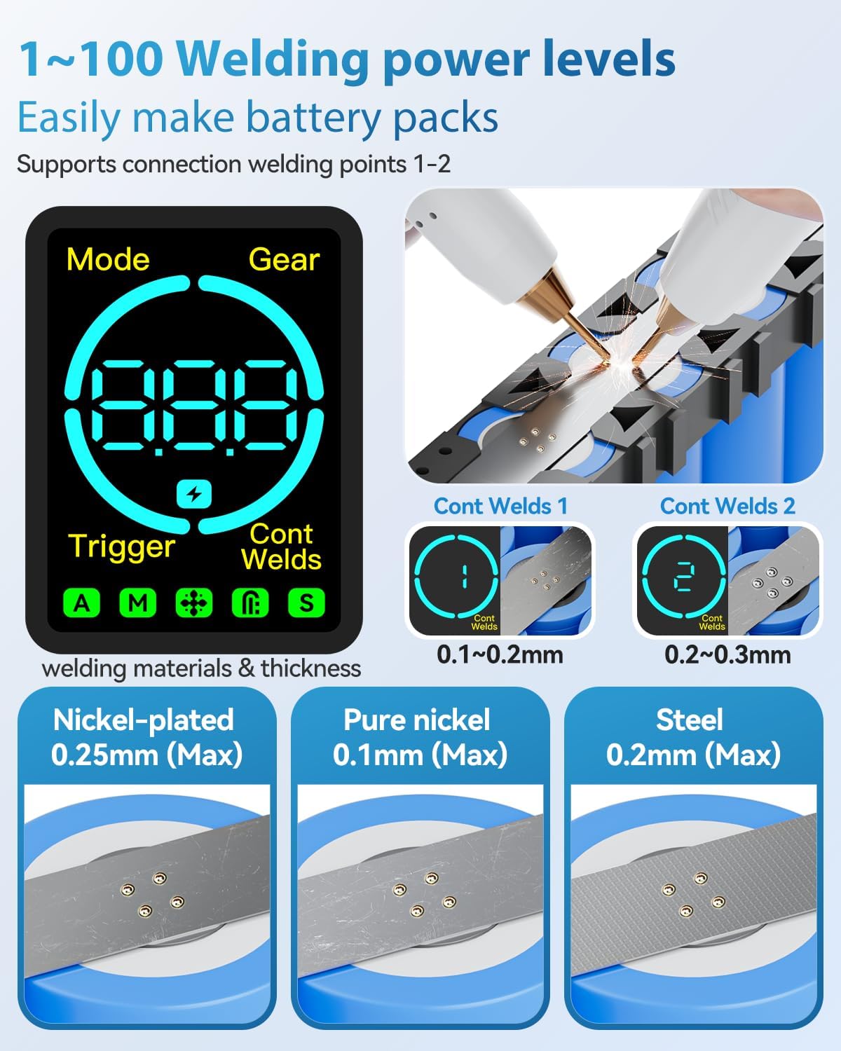 Thumbnail 2 de AWithZ UK1 : poste à souder par points sans fil 9000 W pour batteries DIY (commande au bouton rotatif)