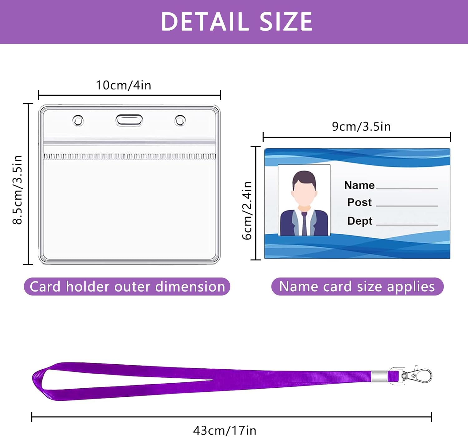 Detalle 2 de XHDA Purple 10PCS Lanyards with Card Holders and ID Card PVC Wallets