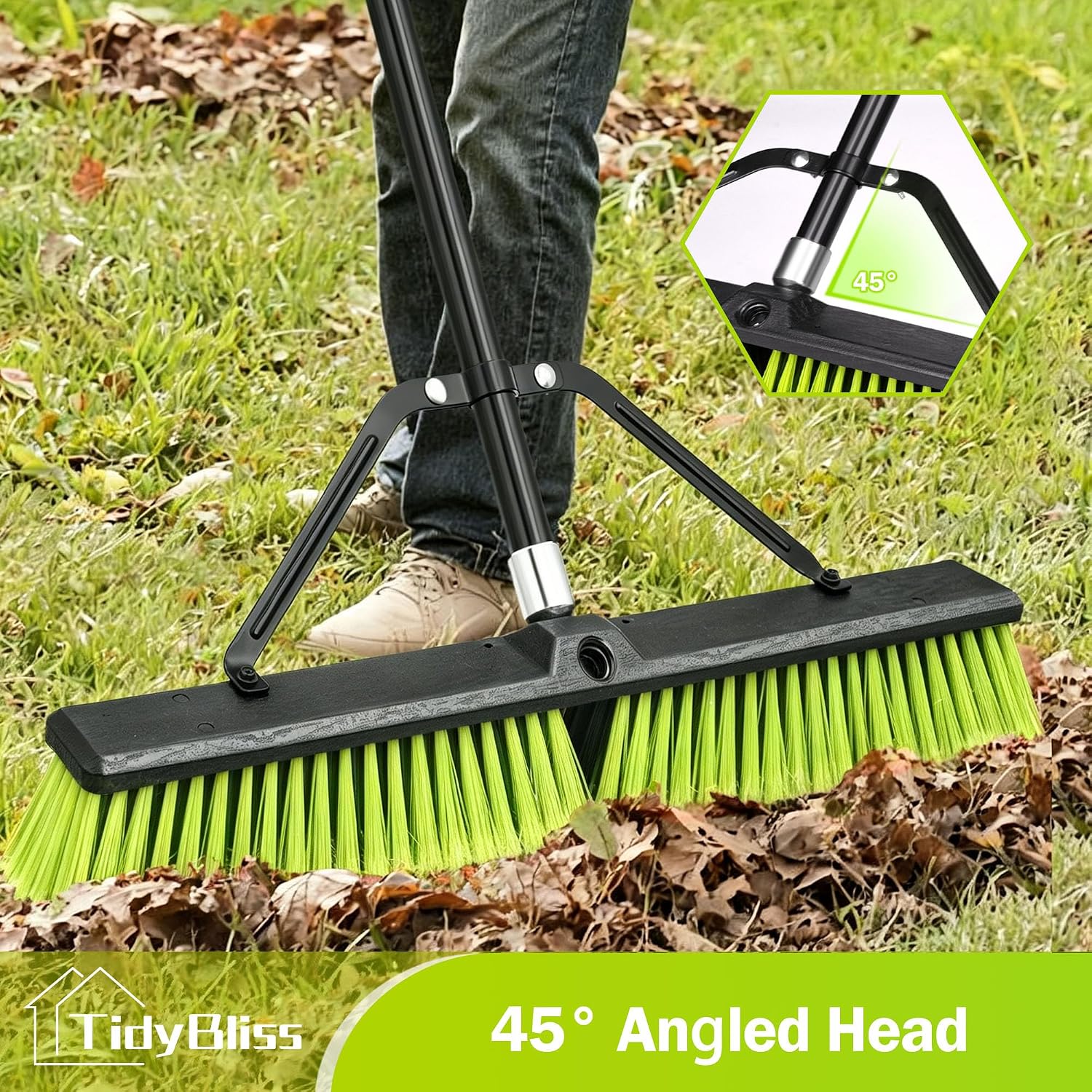 Detalle de TidyBliss TPB-6 24-Inch Push Broom with Stiff PET Bristles and 63-Inch Handle