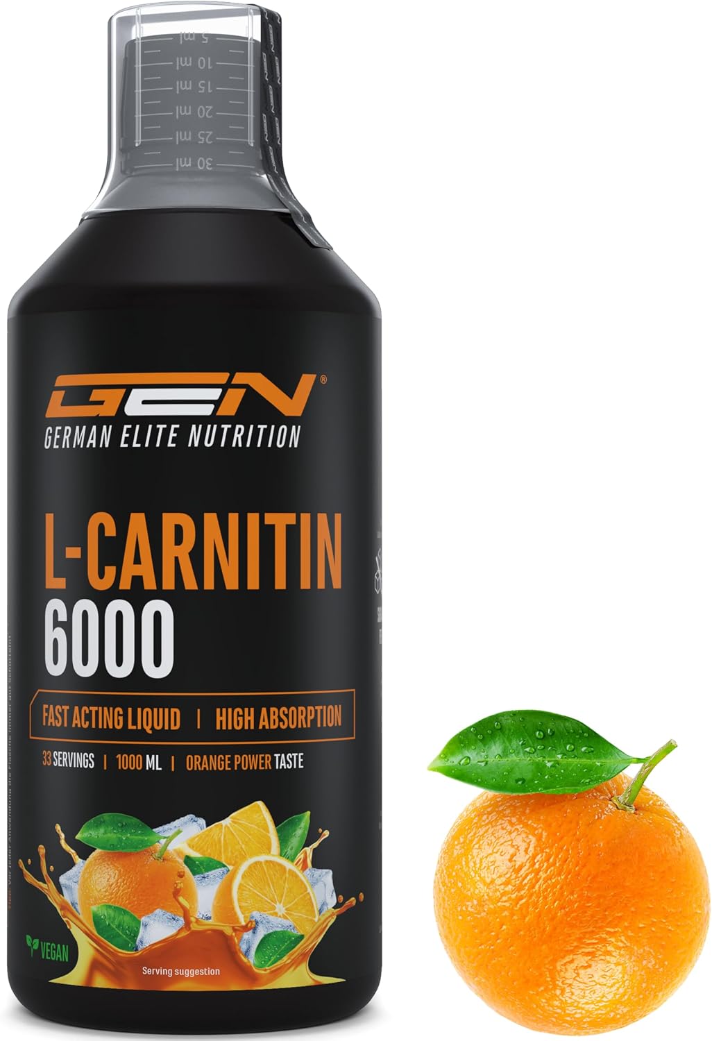 Detalle de L-Carnitine 6000 Liquid 1000 ml goût Orange Power