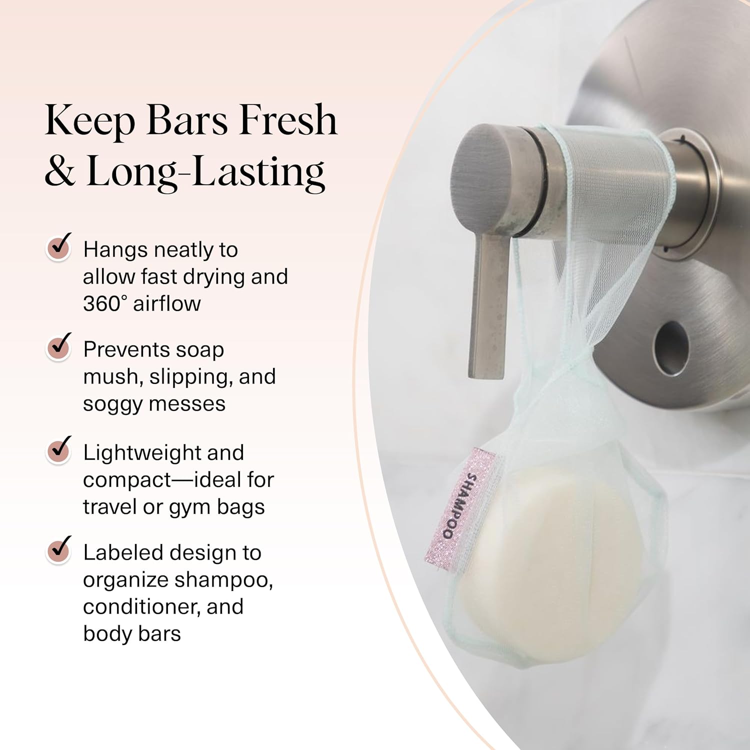 Detalle 2 de Kitsch Bar Soap Saver Bag for Shampoo Bars
