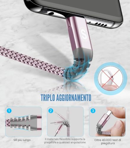 Thumbnail 5 de AviBrex set di 2 cavi USB-A–USB-C in nylon, 1 m + 2 m, fino a 3 A