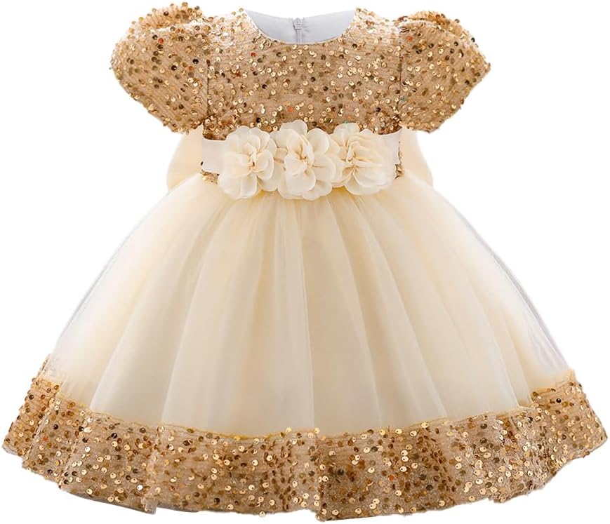 Detalle de Baby Girl Party Dress Princess Sequin Tulle Gown for Toddlers