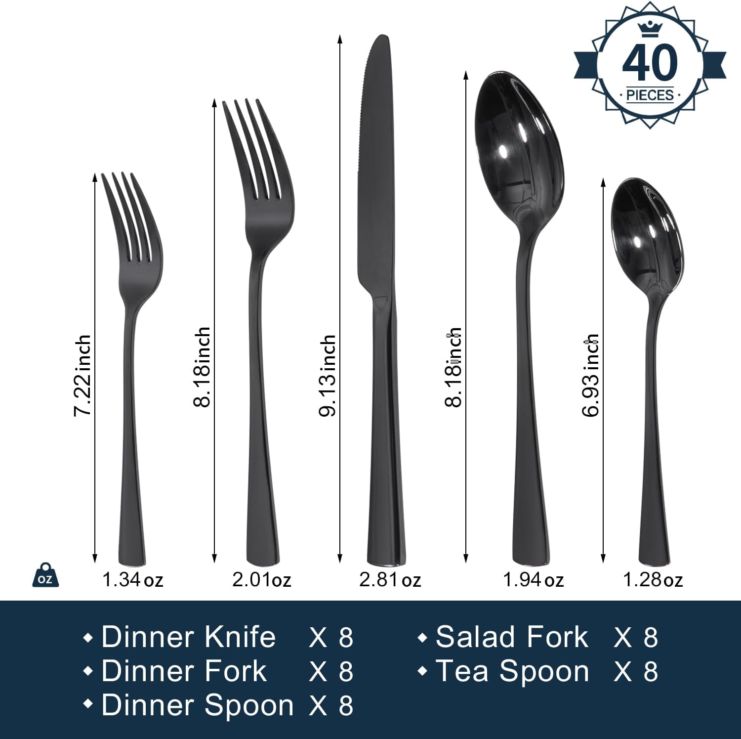 Detalle 2 de Kingstone 40-Piece 18/10 Stainless Flatware Set