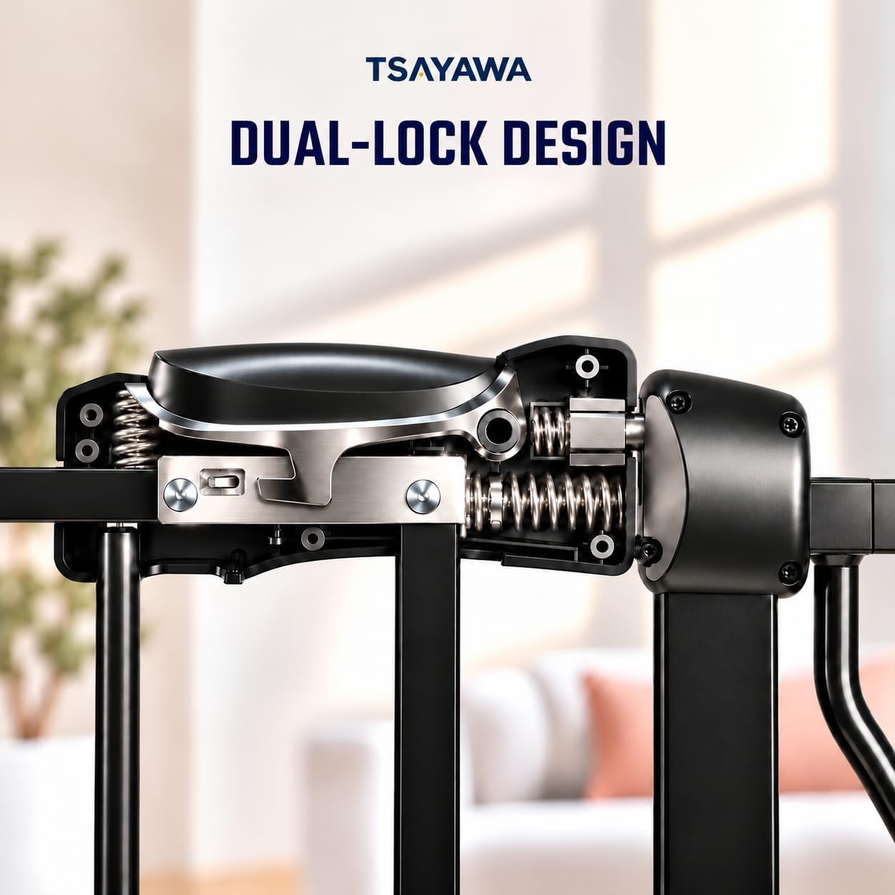Detalle 2 de TSAYAWA Black Extra-Wide Walk-Through Baby Gate, 71.65–85.82-Inch Pressure Mount