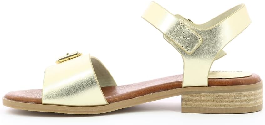 Detalle de Kickers Bucidi Sandalen/Damen Camel – Leder Obermaterial, Futter aus Leder, flacher Absatz, mittelweite
