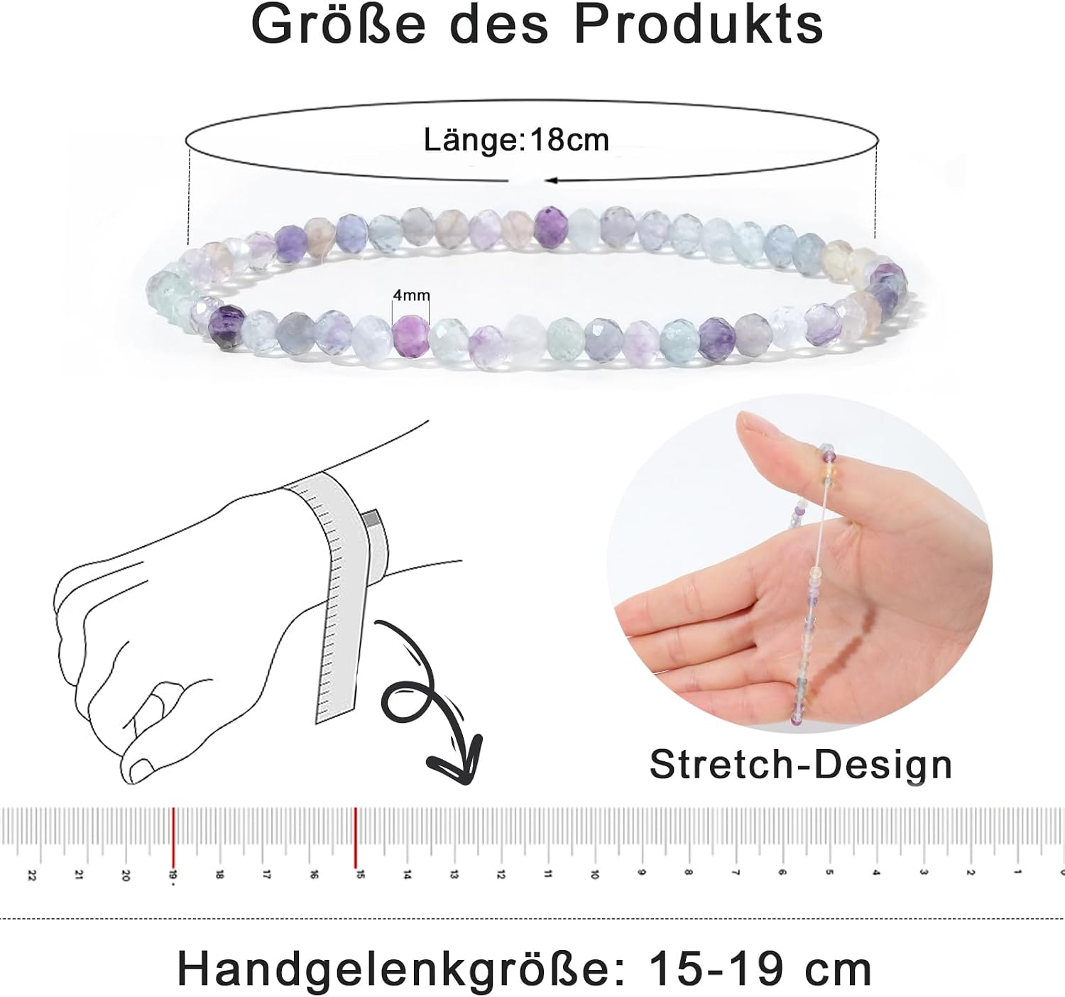 Detalle 2 de RUBY Perlenarmband Damen 4mm