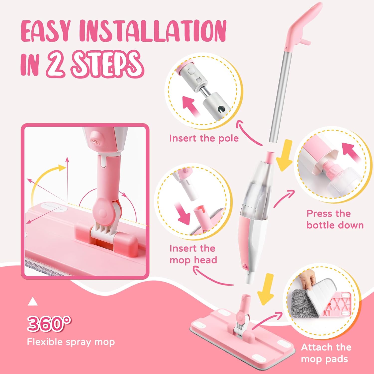 Thumbnail 5 de Yeeammk Kids Spray Mop Toy for Toddlers (Age 3+) – Montessori Pretend Play Cleaning Toy with Detachable Cloth