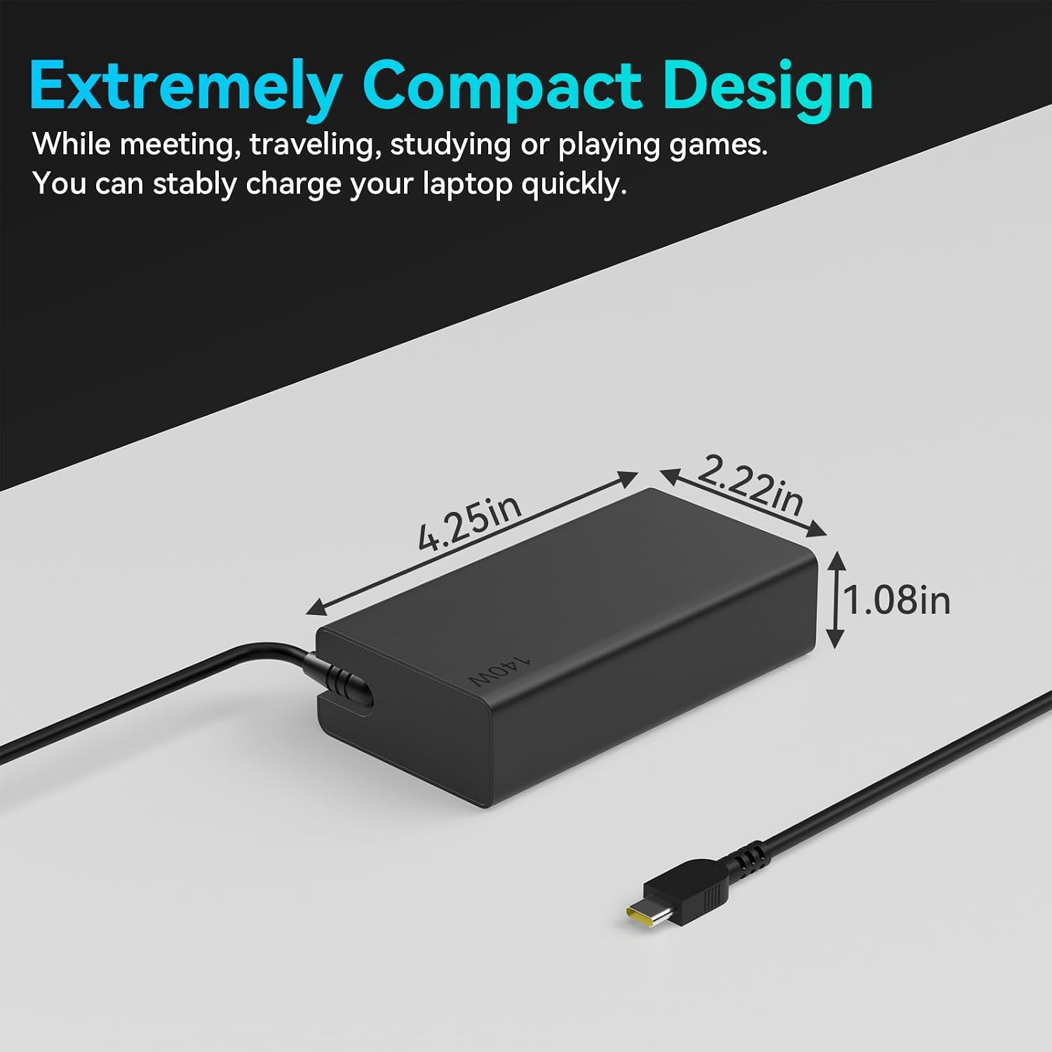 Detalle de 140W USB-C Laptop Netzteil für Lenovo ThinkPad, Yoga, Legion und mehr – zuverlässiges Ladegerät für Vielnutzer
