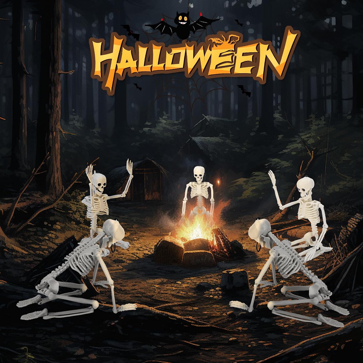 Thumbnail 6 de TMFsode TMF-022 16-Inch Halloween Skeleton Decorations, 5-Piece Posable Set