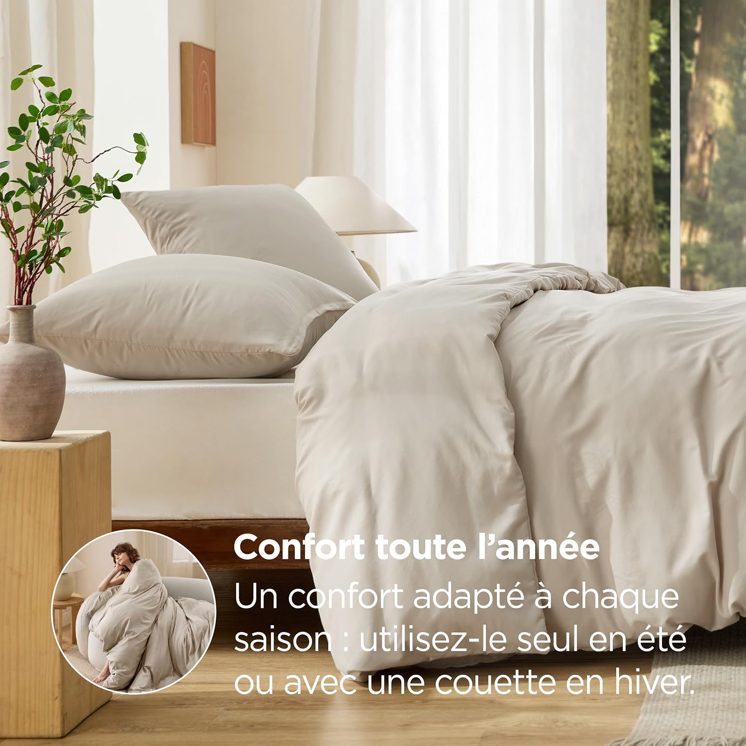 Thumbnail 4 de Bedsure Housse de Couette 240x220 beige