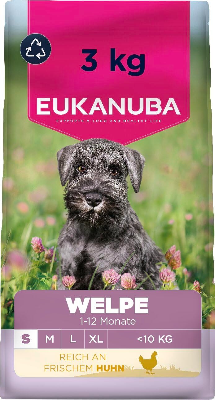 Detalle de Eukanuba Welpenfutter mit frischem Huhn für kleine Rassen (Junior) – Premium Trockenfutter, 3 kg