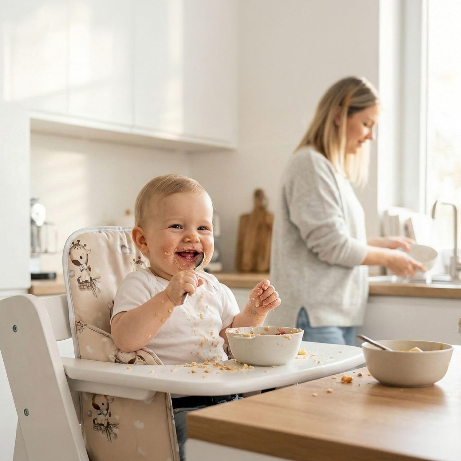 Thumbnail 5 de Housse chaise haute bébé avec coussin d’assise imperméable (Safari) pour chaises Hauck et Stokke