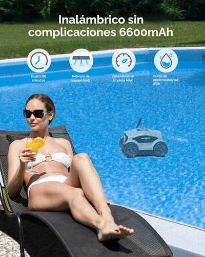 Detalle 2 de WYBOT Robot limpiafondos de piscina sin cable — 130 minutos, hasta 100㎡