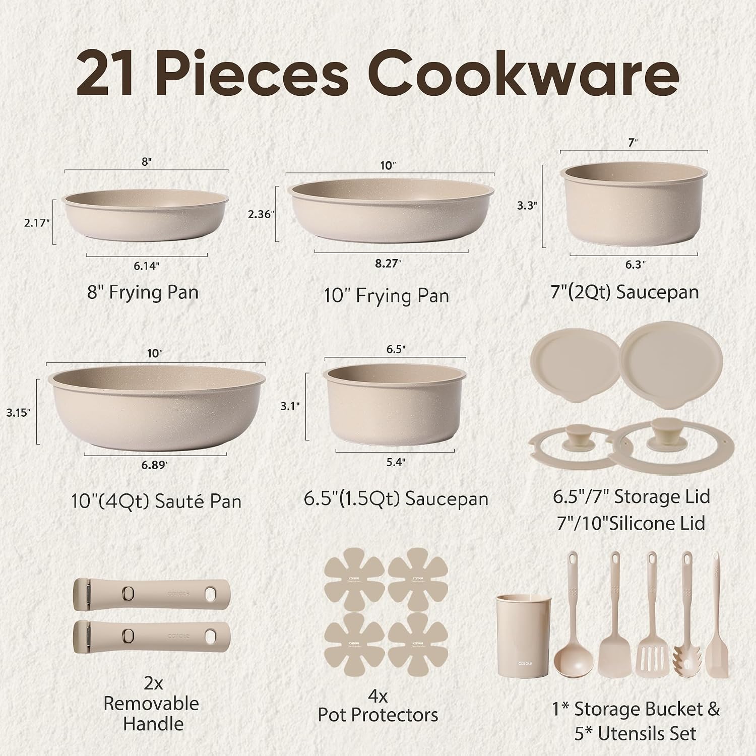 Detalle 2 de CAROTE 19-Piece Nonstick Pots and Pans Set