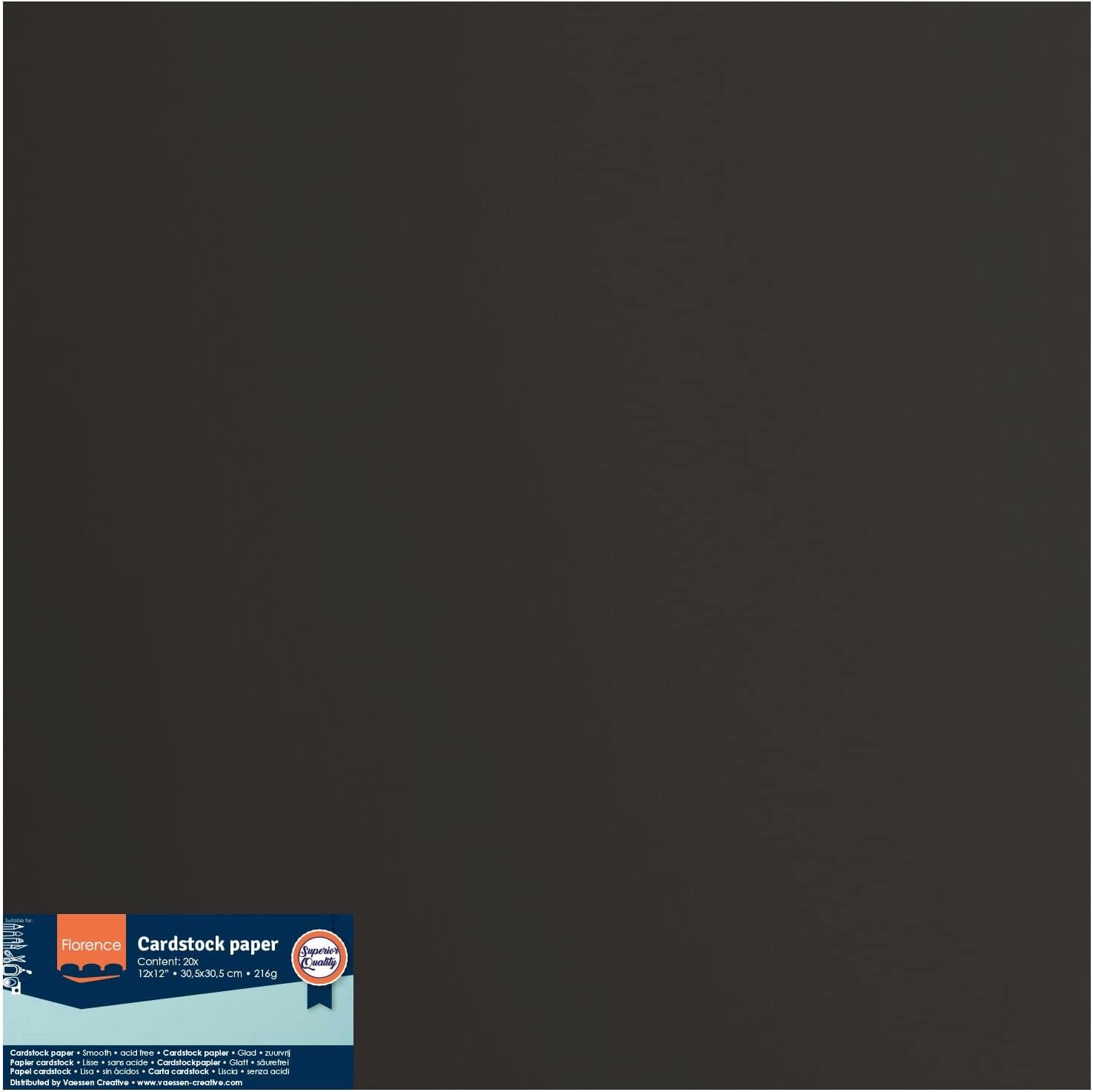 Detalle de Florence Papier Cartonné Noir Lisse 30,5 x 30,5 cm – 20 feuilles, 216 g/m²