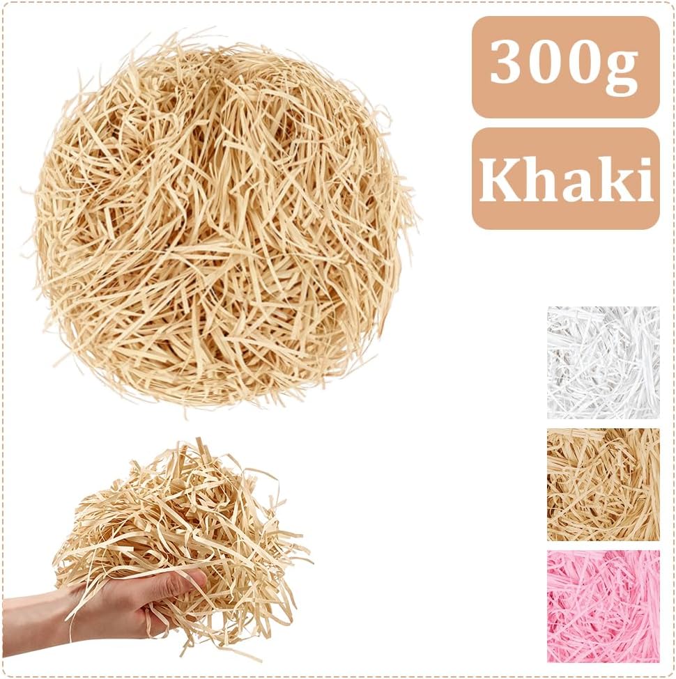 Detalle de Alaoo Raffia-papiersnippers 300 g, kaki vulmateriaal voor cadeaus