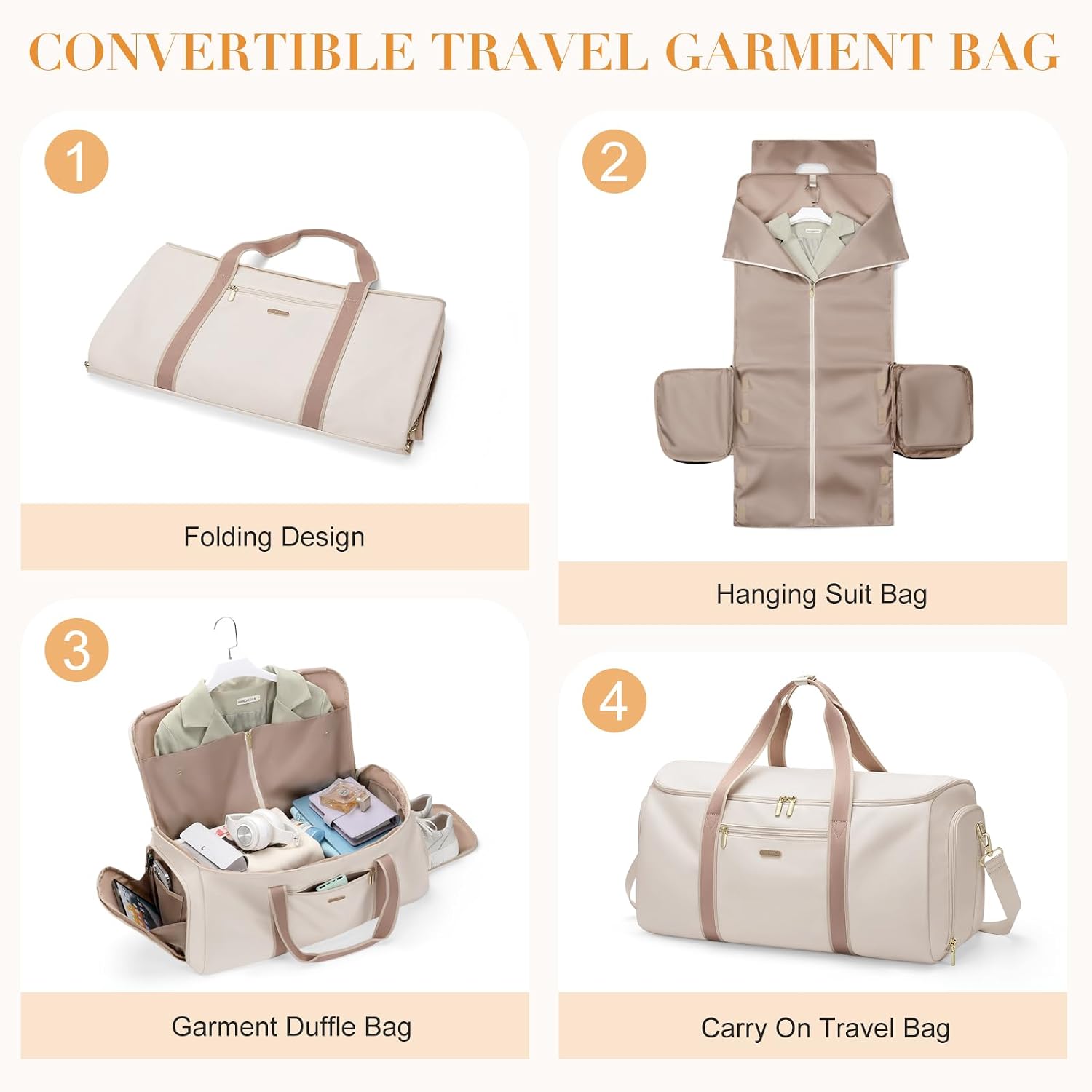 Thumbnail 1 de GOLF SUPAGS umwandelbarer Kleidersack 2 in 1 – Reisetasche & Anzugtasche für Handgepäck (Cremefarben)